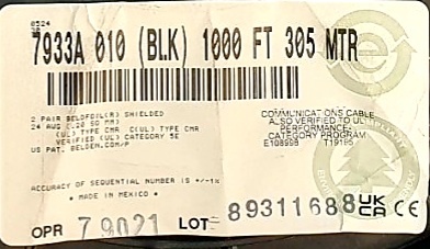 벨덴케이블 7933A BELDEN (Black 300m)